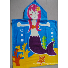 (BC-PB1018) Good Quality 100% Cotton Printed Cutely Kids Beach Poncho